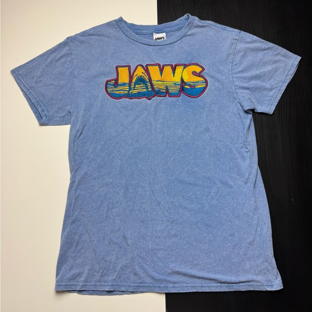 Jaws Movie T-Shirt Embroidered Short Sleeve Universalist Studios Y2K Size M